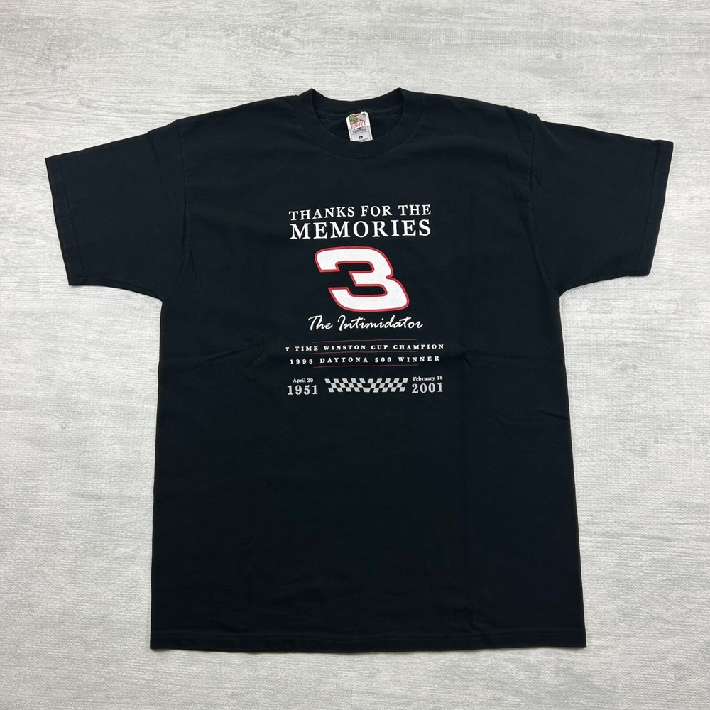 Vintage Dale Earnhardt Memorial Shirt Size XL Black The Intimidator 2001 Nascar